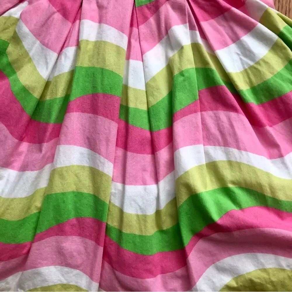 MAGGIE & ZOE A-Line Waves Pattern Pink Green White Dress Girl’s Size 24 MO